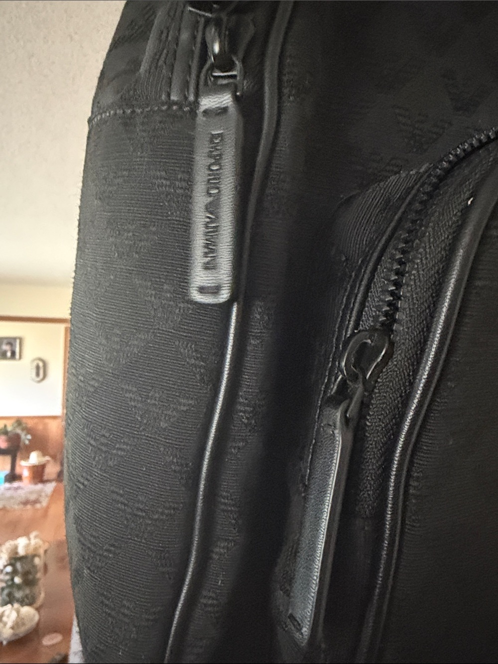 NWOT Men’s Emporio Armani Black Jacquard Logo Backpack - Picture 4 of 7